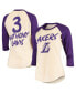 Фото #2 товара Women's Anthony Davis Cream Los Angeles Lakers Raglan 3/4 Sleeve T-shirt