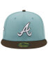 Фото #3 товара Men's Light Blue and Brown Atlanta Braves Beach Kiss 59FIFTY Fitted Hat