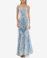 Фото #1 товара Juniors' Strappy-Back Patterned Sequin Gown