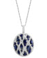 Фото #4 товара EFFY Collection eFFY® Sapphire (2-1/6 ct. t.w.) & Diamond (1/2 ct. t.w.) Cluster 18" Pendant Necklace in 14k White Gold