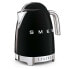 SMEG electric kettle KLF04BLEU (Black) - 1.7 L - 2400 W - Black - Plastic - Stainless steel - Adjustable thermostat - Water level indicator
