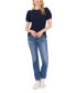 ფოტო #3 პროდუქტის Women's Puff Sleeve Short Sleeve Knit T-shirt