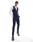 ASOS DESIGN wedding skinny suit waistcoat in navy microtexture