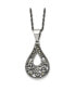 Фото #1 товара Chisel antiqued, Marcasite Teardrop Pendant Singapore Chain Necklace
