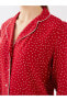 Фото #11 товара Пижама с длинным рукавом и воротником на пуговицах в горошек для женщин.