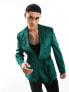 ASOS DESIGN super skinny smoking jacket in dark green