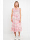 Women's Plaid Ruffled Midi Dress