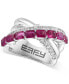 ფოტო #1 პროდუქტის EFFY® Ruby (2 ct. t.w.) & White Sapphire (1/2 ct. t.w.) Crossover Statement Ring in Sterling Silver