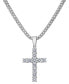 ფოტო #1 პროდუქტის Men's Cubic Zirconia Cross 24" Pendant Necklace in Black-Ion Plated Stainless Steel