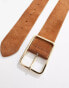 ASOS DESIGN suede square buckle low waist belt in tan