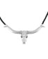 ფოტო #2 პროდუქტის Southwestern Sterling Silver Longhorn Skull Leather Necklace, 17 or 20 Inches