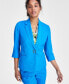 ფოტო #3 პროდუქტის Women's Linen-Blend Notched-Collar 3/4-Sleeve Jacket