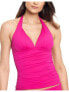 Фото #1 товара LAUREN RALPH LAUREN Women s Tummy Control Ruched Tie Tankini Top Pink Size 12