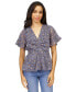 ფოტო #1 პროდუქტის Women's Floral-Print Flutter-Sleeve Top