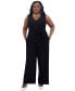 ფოტო #1 პროდუქტის Women's Surplice-Neck Sleeveless Tie-Waist Jumpsuit