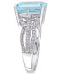 ფოტო #4 პროდუქტის Blue Topaz (5-3/5 ct. t.w.) and Diamond (1/2 ct. t.w.) Interlaced Three-Row Ring in 14k White Gold