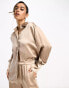 Фото #4 товара Pretty Lavish relaxed satin shirt co-ord in mocha