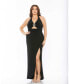 ფოტო #1 პროდუქტის Plus Size Halter Tie Keyhole Detail Gown