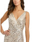 Women's Sequined Faux Wrap Sleeveless Gown