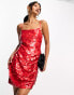 Фото #1 товара ASOS EDITION drape side sequin cami mini dress in red