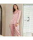 ფოტო #3 პროდუქტის Women's 22 Momme Full Length Silk Pajamas Set