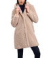 ფოტო #1 პროდუქტის Women's Hooded Button-Front Teddy Coat