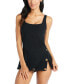 Beyond Swim Women's Grommet Tummy-Control Swimdress Black Size 10 - фото #1