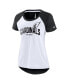 ფოტო #3 პროდუქტის Women's White, Heather Black Arizona Cardinals Back Cutout Raglan T-shirt