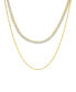 Double Row Chain with Cubic Zirconia Tennis Necklace and Clip Chain Necklace