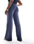 Фото #4 товара COLLUSION Plus wide yoga pant co ord with sports stripe in washed navy