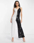 Jaded Rose 70s plunge flare cami jumpsuit in contrast sequin