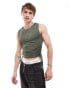 Фото #1 товара COLLUSION Hooded muscle vest top with tie detail in khaki