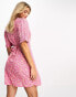 Фото #8 товара Pieces wrap mini dress in pink ditsy floral