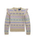 ფოტო #1 პროდუქტის Big Girls Ruffled Fair Isle Wool-Blend Sweater