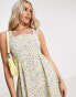 QED London strappy back midi dress in sage floral print