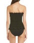Фото #2 товара Tory Burch 273618 Women Black Costa Smocked One-piece Swimsuit Small