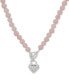 Фото #1 товара Anne Klein silver-Tone Heart Stone Beaded Pendant Necklace, 16" + 3" extender