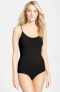 HALOGEN 240535 Womens Stretch-knit Seamless Bodysuit Shaper Black Size Medium