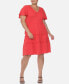 Фото #4 товара Plus Size Short Sleeve V-neck Tiered Midi Dress