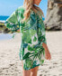 Фото #2 товара Women's Tropical Collared Button-Up Mini Cover-Up