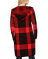 ფოტო #2 პროდუქტის Women's Hooded Exploded Plaid Coatigan Sweater