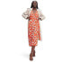 Women's Collared Sleeveless Ginkgo Cherry Tomato Sweaterknit Midi Wrap Dress -