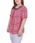 ფოტო #3 პროდუქტის Plus Size Short Puff Sleeve Sheer Inset Top