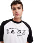 ASOS DESIGN Disney oversized raglan t-shirt with Mickey & Friends prints in off white and black