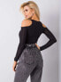 Фото #5 товара Женская приталенная блузка с длинным рукавом и открытыми плечами - черная Factory Price