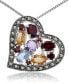 ფოტო #1 პროდუქტის Multi-Color Stones & Marcasite Floating Heart Pendant on 18" Chain in Sterling Silver