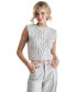 ფოტო #1 პროდუქტის Women's Foiled Knit Cropped Sweater Vest