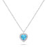 Silver Heart Necklace with Light Blue Zircon NCL158WAQ