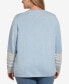 ფოტო #2 პროდუქტის Plus Size Striped-Sleeve Sweater