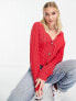 Фото #1 товара Monki cable knit caridgan in red